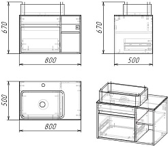 Grossman Тумба под раковину Фалькон 80 подвесная бетон – фотография-4